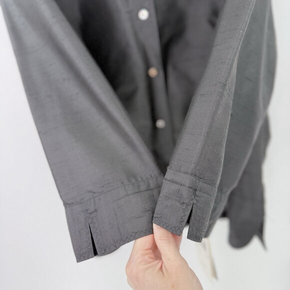 NWT Notations Plus Size 100% Silk 3/4 Sleeve Button Up Blouse Jacket 2x Preppy - Picture 9 of 12